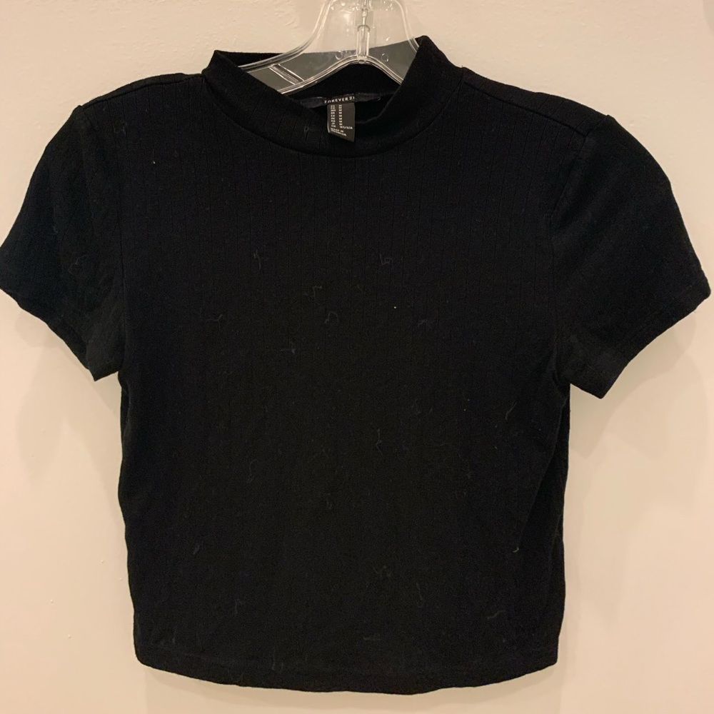 Black Short Sleeve Turtleneck Shirt
